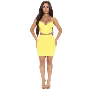 Fashion Nova Tonight Is The Night Skirt Set Yellow Size Small